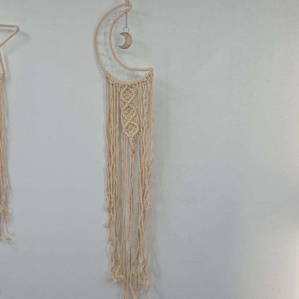 Bohemian Macrame Moon And Star Wall Art With Lights (Minor Assembly Required) - Picture 16 of 16